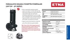 Etna EFP 110DP-2P  15Hp 380V Döküm Gövdeli Parçalayıcı Bıçaklı Foseptik Dalgıç Pompa