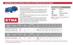 Etna ETN JET 100  1Hp 220V Döküm Gövdeli Kendinden Emişli Jet Pompa