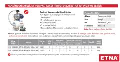 Etna JET İNOX 100-24WS  1Hp 220V Paslanmaz Çelik Gövdeli Kendinden Emişli Jet Pompalı Yatık Tanklı Paket Hidrofor - 24 Litre Değiştirilebilir Membranlı Tanklı