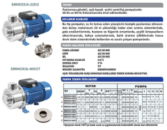 Sumak SMINOX/A-300/2 T 3hp 380v Paslanmaz Santrifüj Pompa Açık Fanlı