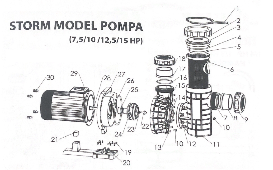 Atlas Pool Storm Model 15hp Havuz Pompası Süzgeç Sepet