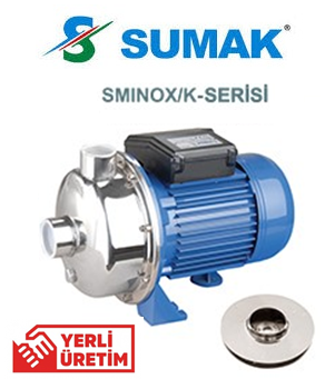 Sumak SMINOX/K-100 1hp 220v Paslanmaz Santrifüj Pompa Kapalı Fanlı