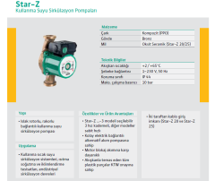 Wilo Star-Z 20/7-3 M 220v 1/2'' Bronz Gövdeli Sirkülasyon Pompa