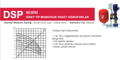 Mas Daf DSP 3108 1.5hp 220v Tek Pompalı Paket Hidrofor