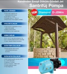 ALARKO JET D-JSWM-15M   1 1/4\'\' Çıkışlı 1.5Hp 220v Döküm Gövdeli Kendinden Emişli Jet Pompa