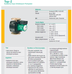 Wilo TOP-Z 65/10 T 380v Dn65 Döküm Gövdeli Üç Hızlı Flanşlı Sirkülasyon Pompası