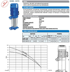 Sumak SHT6-180/10 1.8hp 380v Düşey Milli Kademeli Pompa