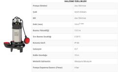 SUMAK, SBRT 18/2, 1.8HP, 380V, Bıçaklı Foseptik Dalgıç Pompa