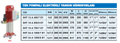 Sumak Sht 34A 1500/6 EY 15hp 380v Tek Pompalı Elektrikli Yangın Hidroforları