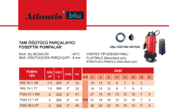 Atlantis Blu FQG 26-2.2T 3hp 380v Parçalayıcılı Foseptik Dalgıç Pompa