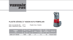 Venedik Pro QSB-2JH-100056 1000W 220V Temiz Su Keson Kuyu Dalgıç Pompa
