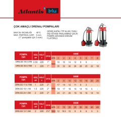 Atlantis DRN.SS 12-1.5M 2HP 220V Keson Kuyu Dalgıç Pompa