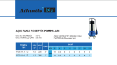 Atlantis FOS 11-1.1 M 1.5hp 220v Açık Fanlı Pis Su Dalgıç Pompa