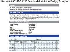 SUMAK, 4SD1807, 2HP, 2'' Çıkışlı, Dalgıç Pompa (Kademe)