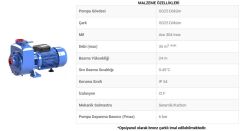 SUMAK, DSMT 550/3, 5.5Hp, 380V, KENDİNDEN KLAPELİ, SANTRİFÜJ POMPA