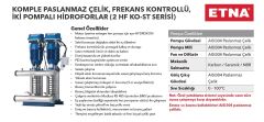 Etna 2HF KO-ST8/9-40  2x5.5Hp  Çift Pompalı Komple Paslanmaz Çelik Dik Milli Değişken Devirli / Frekans Kontrollü Çok Kademeli Sessiz Hidrofor (Aisi 304)