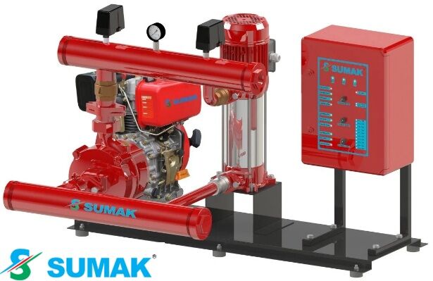 Sumak SMKT 750 DJY  1X7.5 Hp, 1X1.8 Hp  Otomatik ve Manuel Marşlı Dizel + Joker Pompalı Yangın Söndürme Hidroforu