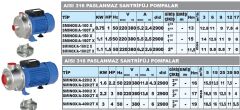 Sumak SMINOX/A-100T X 1Hp 380V  Paslanmaz Santrifüj Pompa (AISI 316)