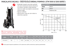 Etna ETN 1200 DP 3hp 380v Bıçaklı Öğütücülü Foseptik Dalgıç Pompa
