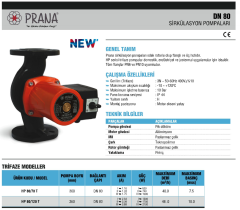 Prana HP 80/120-360 T  DN80 380V Flanşlı Üç Hızlı Sirkülasyon Pompası