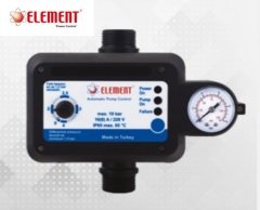 Element   ELT-PC-1CS   Dikey Çıkışlı Manometreli  Arkadan Ayarlı Kablolu Prizli Otomatik Pompa Kontrol Cihazı