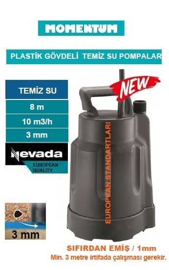 MOMENTUM PKS-370L -370W-220V- PLASTİK GÖVDELİ TEMİZ SU DRENAJ DALGIÇ  POMPASI