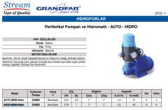 Stream AUTO-QB80-Hidro 1hp 220v Hidromatlı Preferikal Pompalı Paket Hidrofor