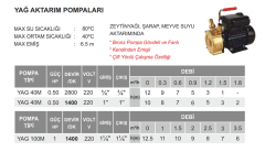 Atlantis Blu YAG 100m 1hp 220v Yağ Aktarım Pompası