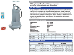 Sumak SDTV 30/2 3HP 380V 2'' Çıkışlı Açık Fanlı Foseptik Dalgıç Pompa