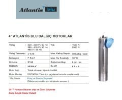 Atlantis Blu 4ATB 300M   3Hp 220V   4\'\' Dalgıç Motor