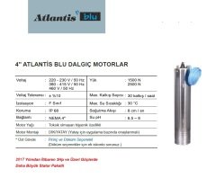 Atlantis Blu 4ATB 100T   1Hp 380V   4\'\' Dalgıç Motor