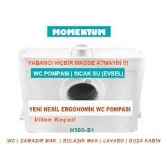 MOMENTUM H500-S1 PARÇALAYICI BIÇAKLI WC POMPASI (VİTON KEÇELİ)