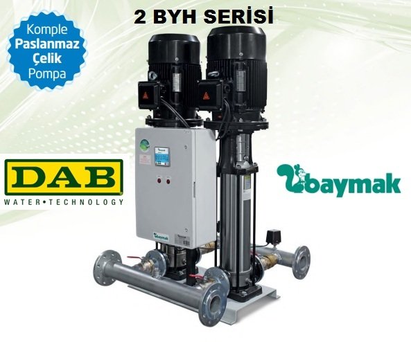 Dab 2 BYH 15/12-110    2X15Hp  380V  Çift Pompalı Komple Paslanmaz Çelik Gövdeli Düşey Sessiz Çok Kademeli Denge Tanksız Paket Hidrofor - 30 kat  167 daire