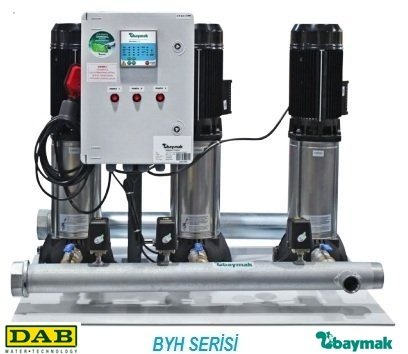 Dab 3 BYH 10/14-55    3X7.5Hp  380V  Üç Pompalı Komple Paslanmaz Çelik Gövdeli Düşey Sessiz Çok Kademeli Denge Tanksız Paket Hidrofor - 30 kat  138 daire