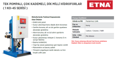 Etna 1 KO 45/6-185 25hp 380v Tek Pompalı Çok Kademeli Paket Hidrofor
