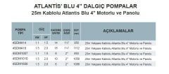 Atlantis Blu  4SDM414   1.5Hp 220V   14 Kademeli  4\'\'  Dalgıç Pompa  (25m kablolu, motorlu, panolu)