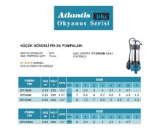 Atlantis DP250M  0.35Hp 220V Küçük Gövdeli Pis Su Dalgıç Pompa / Okyanus Serisi