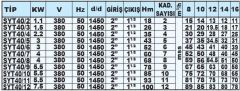 Sumak, SYT40/6, 3Kw, 380V, 1450 d/d, Yatay Milli Kademeli pompalar
