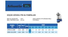 Atlantis DRN 8-0.25M  0.34Hp 220V Küçük Gövdeli Pis Su Dalgıç Pompa