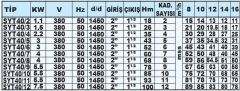 Sumak, SYT40/7, 4Kw, 380V, 1450 d/d, Yatay Milli Kademeli pompalar