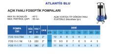 Atlantis FOS 10-0.75 M  1Hp 220V Açık Fanlı Pis Su Foseptik Dalgıç Pompa