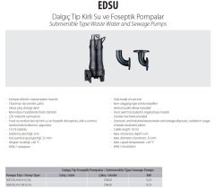 Aquastrong  50EDSUm9-6-0.55L       0.55kW 380V  Komple Döküm Kirli Su Ve Foseptik Dalgıç Pompa
