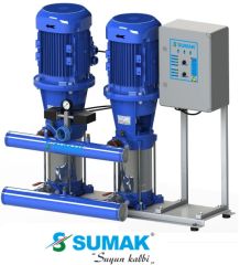 Sumak, SHT 24 B 550/4, 5.5HP, 380V,  2900 d/d, 2X4kW , Çift Pompalı, Düşey Milli Kademeli Hidrofor