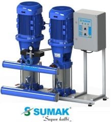 Sumak, SHT 24 B 750/6, 7.5HP, 380V,  2900 d/d, 2X5.5kW , Çift Pompalı, Düşey Milli Kademeli Hidrofor