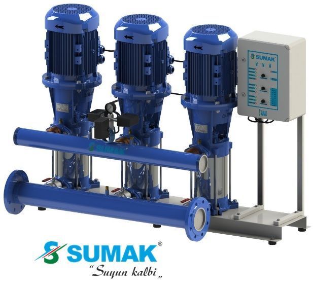 Sumak, SHT 24 C 750/6, 7.5HP, 380V,  2900 d/d, 3X5.5kW , Üç Pompalı, Düşey Milli Kademeli Hidrofor