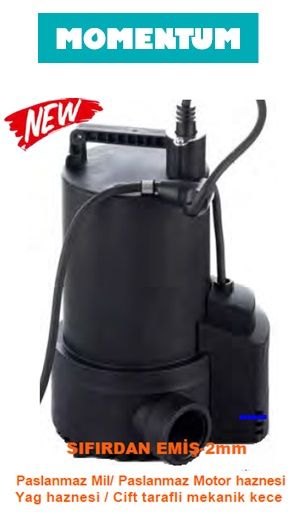 Momentum PKS-400GW 400W-220V Plastik Gövdeli Gizli Flatörlü Temiz Su Drenaj Dalgıç Pompa (Sıfırdan Emişli)