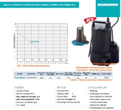 Momentum PKS-400GW 400W-220V Plastik Gövdeli Gizli Flatörlü Temiz Su Drenaj Dalgıç Pompa (Sıfırdan Emişli)