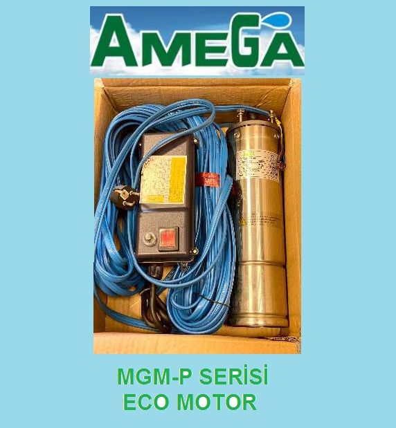 Amega MGM-P 100   1Hp 220V   4\'\'  25 Metre Kablolu ve Panolu Dalgıç Motor (Eco)