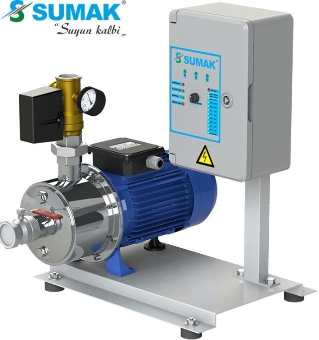 Sumak SMINOX12A300/3T 1X2.2 kW 220V  Tek Pompalı Emişli  Kademeli Paslanmaz Yatay Hidrofor