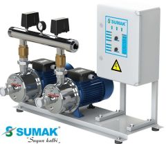 Sumak SMINOX12B300/3T 2X2.2 kW  380V  Çift Pompalı Emişli  Kademeli Paslanmaz Yatay Hidrofor